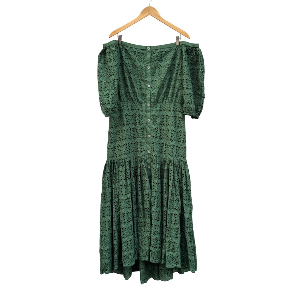 Veronica Beard Cali Broderie Anglaise Maxi Dress Women's 16 Green Boho Eyelet